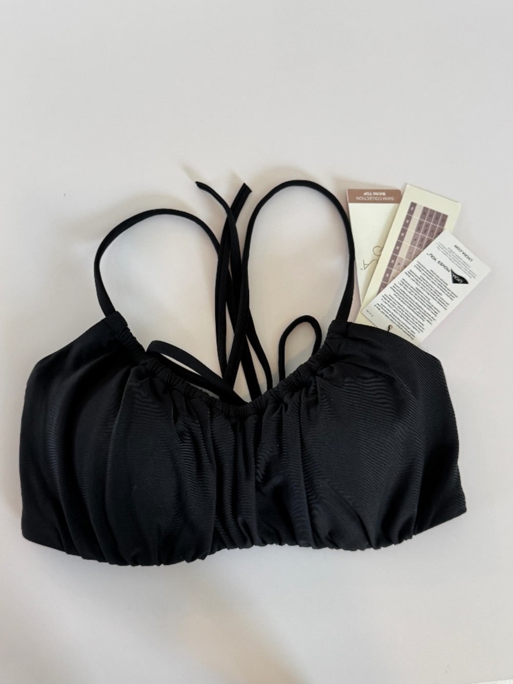 CALIA Black Scrunched Tie-Back Bikini Top